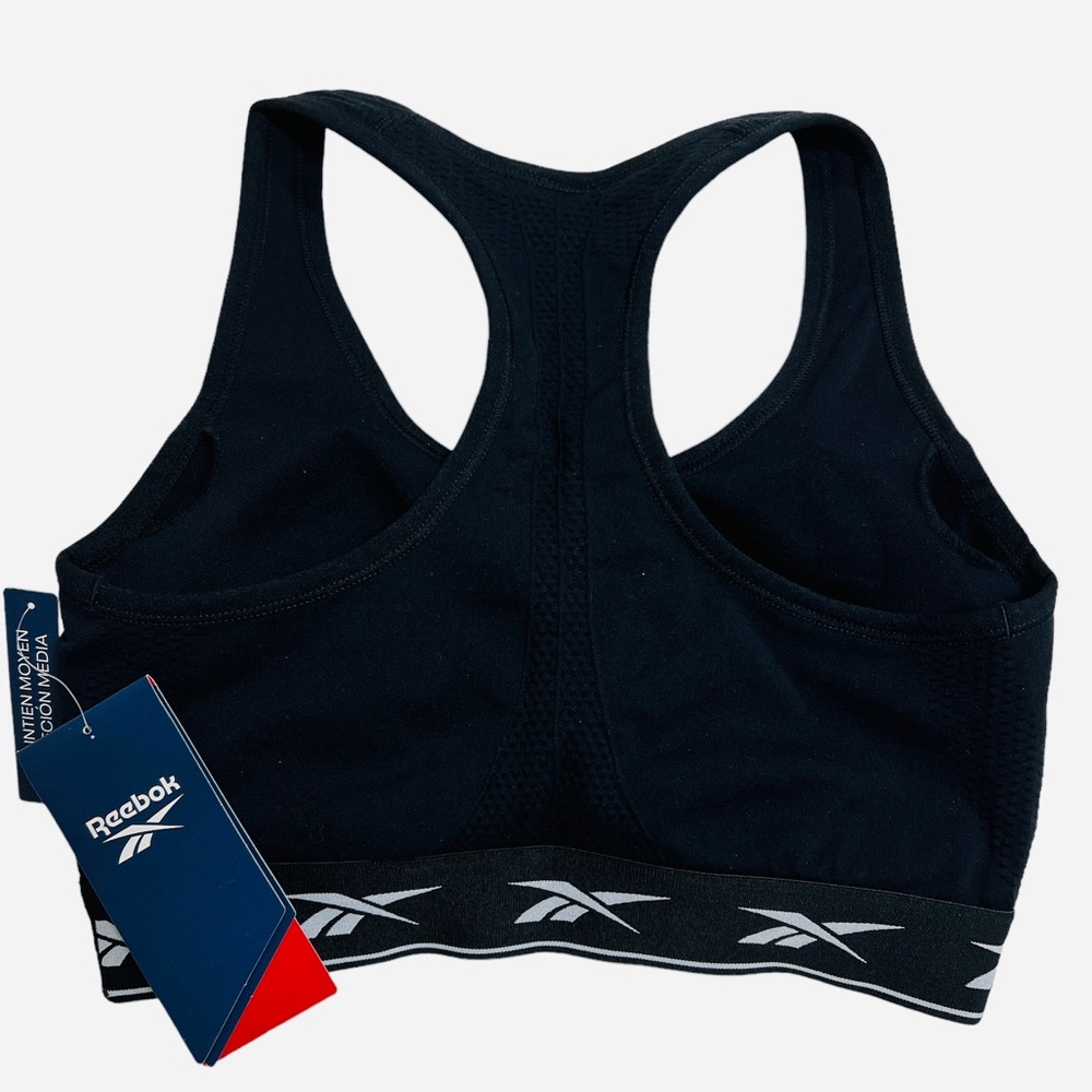 Reebok Women's Wireless Racerback Sports Bra Medium Impact Black Size S - Picture 3 of 4